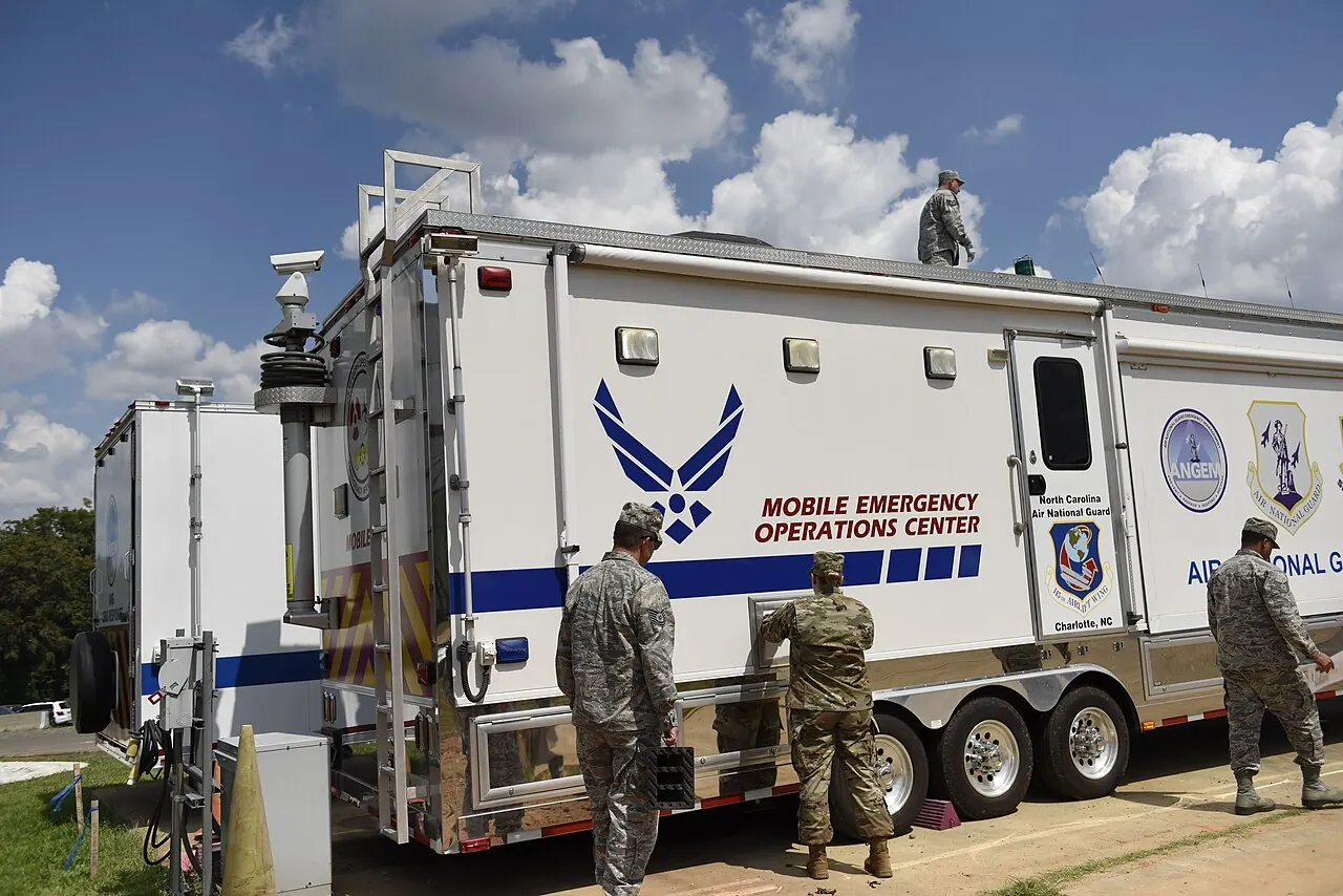 Emergency responders conducting disaster preparedness training